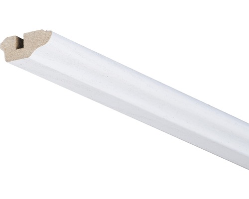 Deckenleiste Esche Kristall weiss 2600 x 36 x 17 mm Weiß lackierte Holzfußleiste