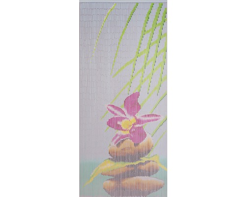 Bambusvorhang mit Blumen- und Steinmotiv