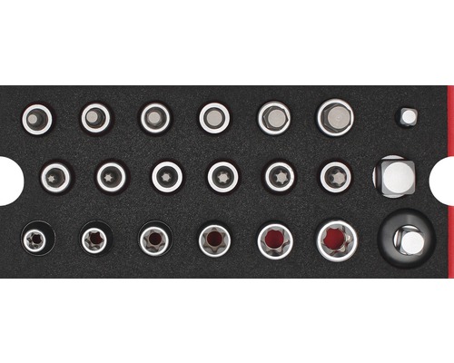 Moduleinlage Schraubendreher-Einsätze WGB Gr. S 268 x 38 x 114 mm schwarz 21-tlg Bitset mit verschiedenen Schraubendreher-Bits in Halterung