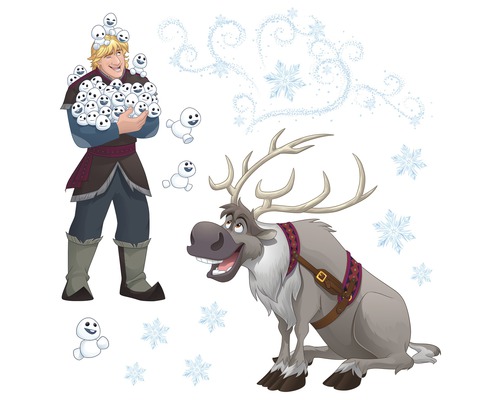 Wandsticker mit den Figuren Kristoff und Sven aus dem Film Die Eiskönigin – Völlig unverfroren.