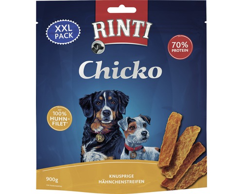 Hundesnack RINTI Chicko Huhn XXL 900 g Rinti Chicko Hundesnack mit knusprigen Hähnchenstreifen in der 900 Gramm XXL Packung