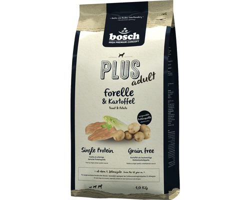 Hundefutter trocken Bosch Plus Forelle & Kartoffel 1 kg