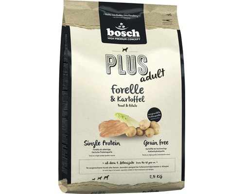 Hundefutter trocken Bosch Plus adult Forelle & Kartoffel 2,5 kg