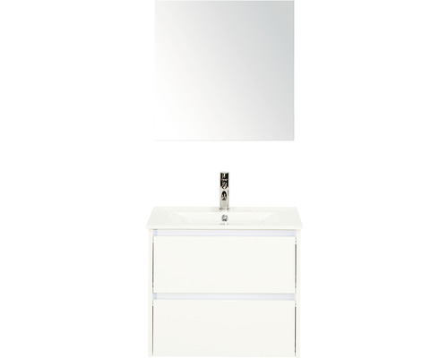 Badmöbel-Set Sanox Dante BxHxT 61 x 170 x 46 cm Frontfarbe weiß hochglanz mit Waschtisch Keramik weiß