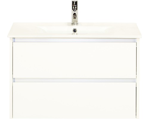 Badmöbel-Set Sanox Dante BxHxT 81 x 52 x 46 cm Frontfarbe weiß hochglanz mit Waschtisch Keramik weiß