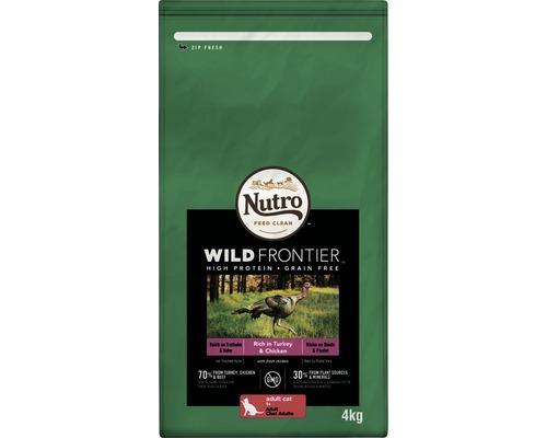 Nutro Wild Frontier Katzenfutter für erwachsene Katzen, Truthahn und Huhn, 4 kg Packung