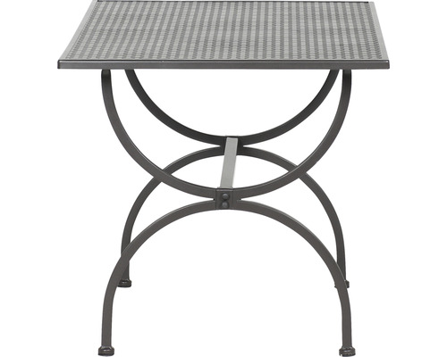 Quadratischer Gartentisch mit Metallgestell und Gittertischplatte