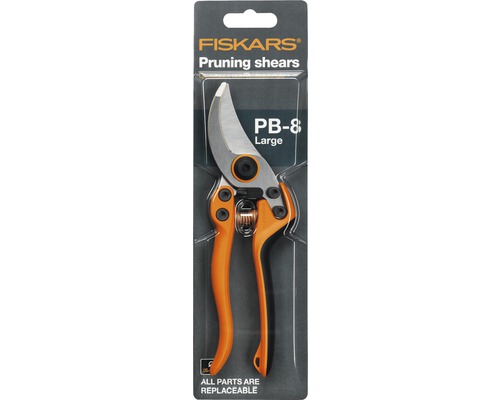 Fiskars Logo. PB-8 Large Gartenschere im Blisterpack.