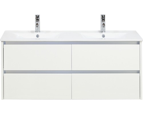 Badmöbel-Set Sanox Dante BxHxT 121 x 52 x 46 cm Frontfarbe weiß hochglanz mit Waschtisch Keramik weiß-0