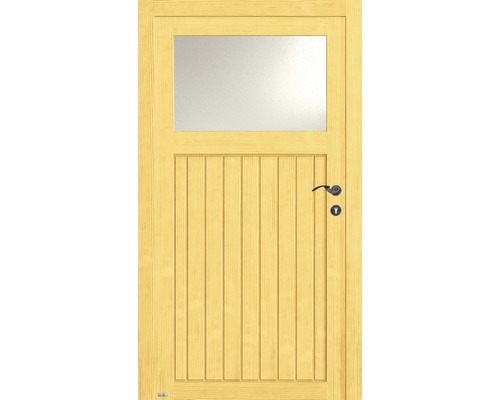 Holztür mit Glaseinsatz und Griff