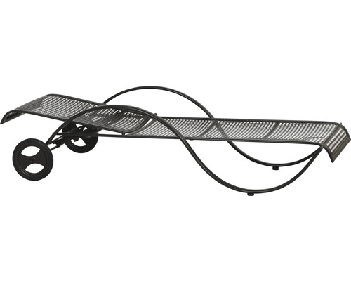 Schwarze Metall-Sonnenliege mit Rädern
