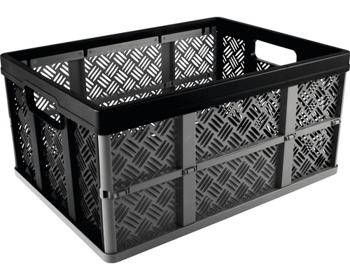 Grizzly Klappbox 4 er Set - faltbar aus Kunststoff - Einkaufskiste klappbar  und stapelbar 32L schwarz