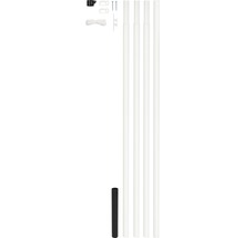 Fahnenmast Stahl weiß zum Einbetonieren, zylindrische Form, 6,15 m
