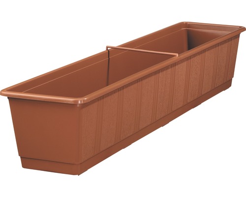 Blumenkasten geli Standard Kunststoff 80x17x14 cm terracotta Langer Pflanzkasten aus Kunststoff mit Rankhilfe