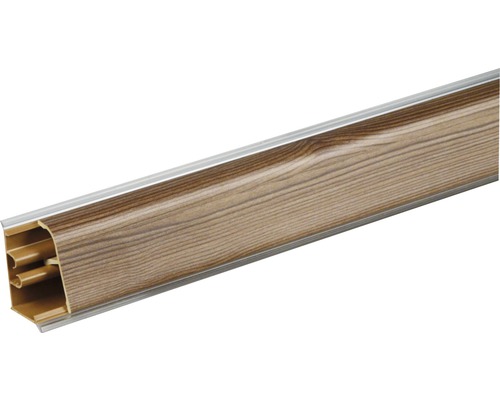 PICCANTE Wandabschlussleiste Mühlbach Fichte 704 Länge: 590 mm Kunststoff Fußleiste mit Holzdekor und Kabelführung