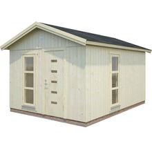 Holzgartenhaus mit Tür und Fenstern