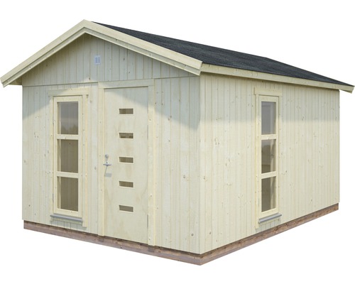 Gartenhaus Palmako Ly 13,6 m² inkl. Fußboden 367 x 502 cm natur Holzgartenhaus mit Tür und Fenstern
