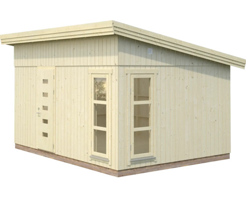 Holzgartenhaus mit Tür und Fenstern