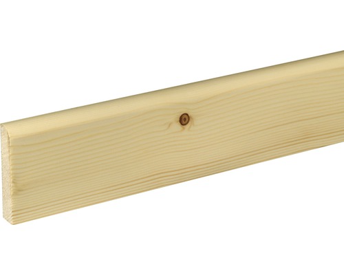 Sockelleiste Fichte/Tanne lackiert 13 x 70 x 2400 mm Holzleiste aus Fichte mit abgerundeter Kante