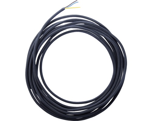 Stoffkabel 3-adrig, 3x0,75mm², 1 Meter, Schwarz – Geflochtenes Textilkabel Für Lampen, Made In Italy