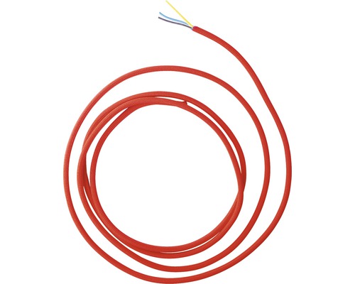 Textilkabel Für Lampen – 3-adrig (3x0,75 Mm²), Rot Wein, Ø 7 Mm, Made In Italy, 5 Meter
