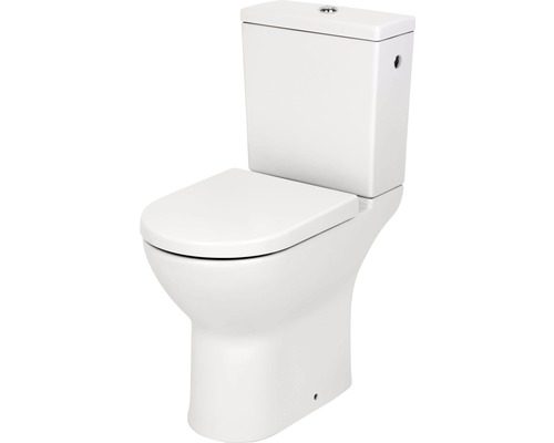 WC-Kombination VitrA S50 Tiefspüler mit Spülrand erhöht weiß glänzend HygieneGlaze mit WC-Sitz 9796B003-7200