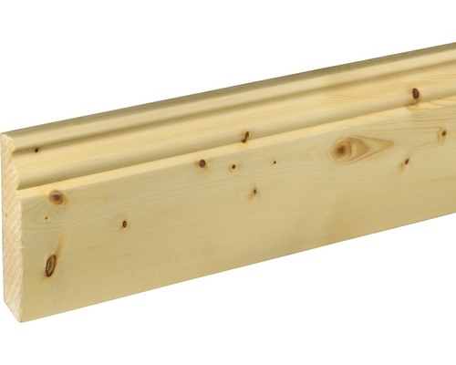 Sockelleiste Fichte/Tanne lackiert 18 x 96 x 2400 mm Holzprofilleiste aus Fichte mit abgerundeten Kanten