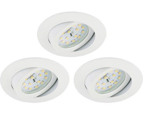 LED Einbauleuchten Set IP23 3-tlg 3x5W 3x400 lm 3000 K warmweiß rund kunststoff weiß Ø 82/68 mm 230V