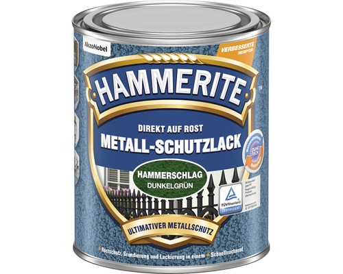 HAMMERITE Hammerschlaglack Effektlack Dunkelgrün 250 ml Hammerite Metallschutzlack Dose, geeignet für direkten Auftrag auf Rost