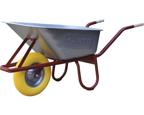 CAPITO Profi Tiefmuldenkarre EUROCAR 100 Liter Tiefmulde, Vollgummiräder mit Rillenprofil und Stahlfelge inkl. ergonomische Buchenholzgriffe