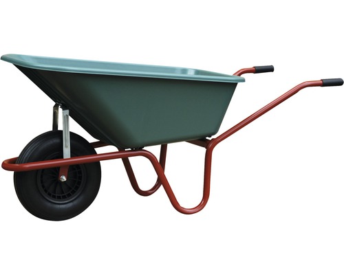 CAPITO Gartenschubkarre GARTEN 100 Liter PP, grüne Tiefmulde, Lufträder mit Rillenprofil und Kunststofffelgen inkl. Kunststoffgriffe