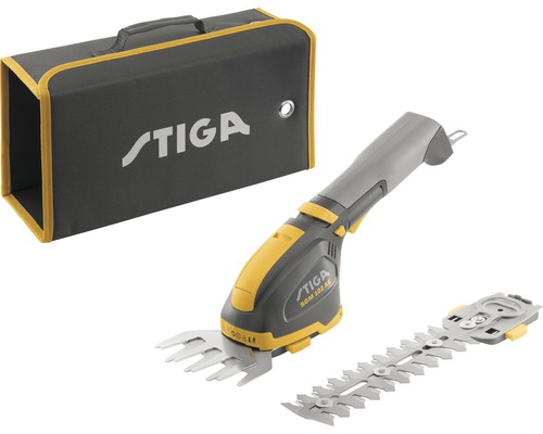 Akku-Grasschere mit Tragetasche und Strauchscherenaufsatz