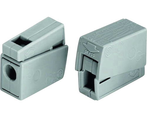 Zwei graue Kabelverbinder für elektrische Leitungen