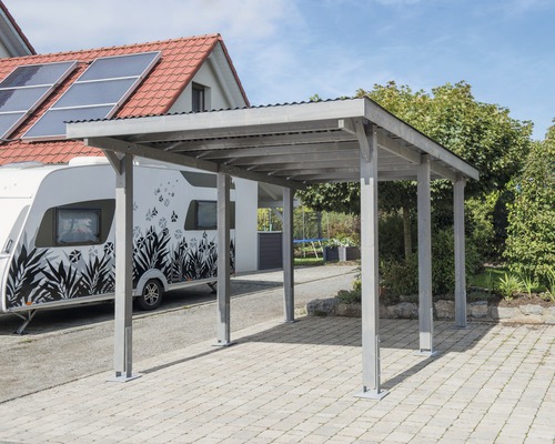 Einzelcarport Konsta Vertika mit Aluminium-Dach 301 x 504 cm grau
