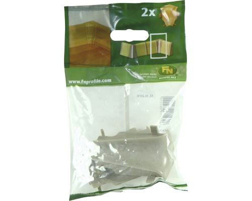 Verpackung mit zwei Eckverbindern aus Kunststoff