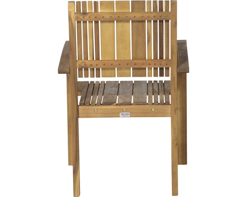 Rückansicht eines Gartenstuhls aus Holz