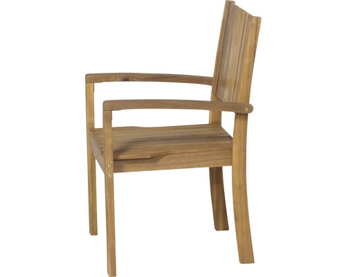 Holzstuhl mit Armlehnen für den Außenbereich