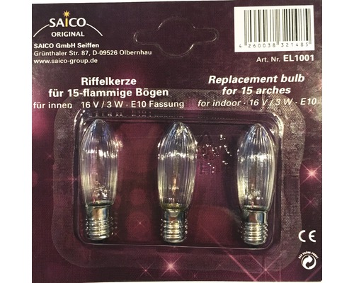 Ersatzleuchtmittel Saico für 15/ 16-flammige Lichterbögen/ Lichterketten 3 Stk.