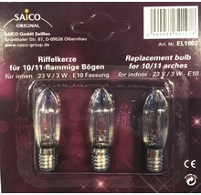 Riffelkerzen für 10 oder 11 flammige Bögen, 23 V/3 W E10 Fassung im Set