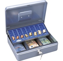 Geöffneter Geldkoffer mit Euro Münzen und Banknoten