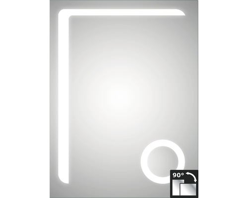 LED Badspiegel DSK Silver Arrow 60x80 cm IP 24 (spritzwassergeschützt) Beleuchteter Spiegel mit Drehfunktion um 90 Grad