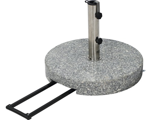 Granit Sonnenschirmständer mit Stahlrohr und Rollen