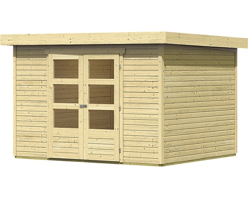 Gartenhaus aus Holz mit Doppeltür und Fenstern