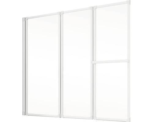 Duschwand mit drei Elementen und transparenten Scheiben