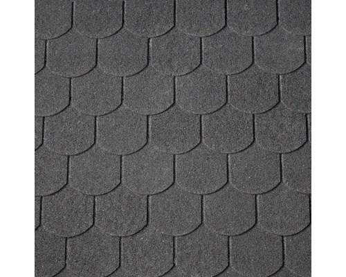 PRECIT Biberschwanzschindeln schwarz Pack = 2 m² Nahaufnahme von Dachschindeln in Biberschwanzform