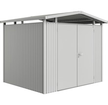 Gartenhaus Biohort Panorama P3 mit Doppeltür, Regal und Dachrinne 273 x 238 cm silber-metallic