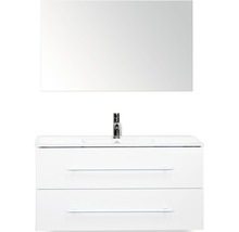 Badezimmerset mit Waschbeckenunterschrank, Waschbecken und Spiegel