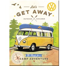 Dekomagnet VW Bulli Let`s Get Away 8x6 cm