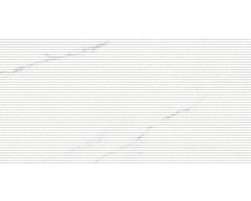 Feinsteinzeug Dekorfliese Verona blanco weiß matt und Oberfläche geriffelt 45 x 90 cm