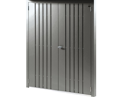 Türpaket Biohort WoodStock 150 138x172,5 cm quarzgrau-metallic Metall Gartenschrank mit zwei Türen